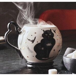 Anthropologie Florence Balducci Mug Black Cat Halloween NEW